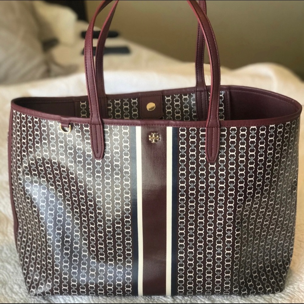 Tory Burch burgundy Gemini tote